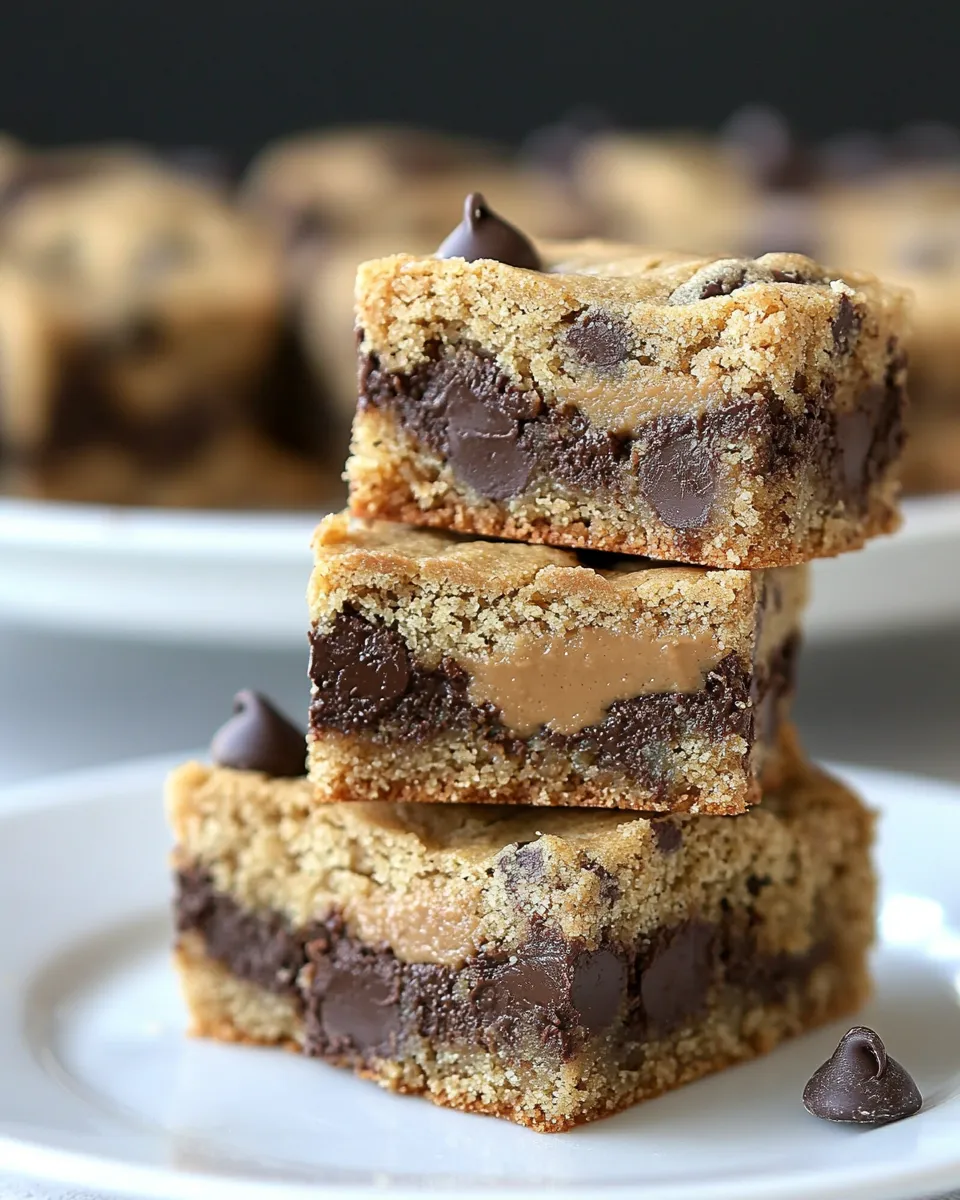 Homemade Peanut Butter Stuffed Chocolate Chip Cookie Bars photo