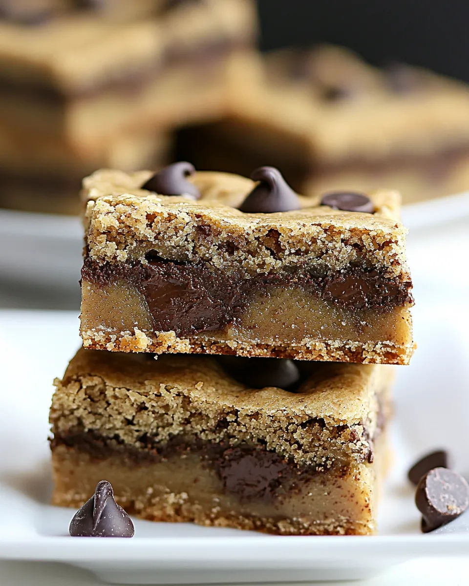 Delicious Peanut Butter Stuffed Chocolate Chip Cookie Bars image