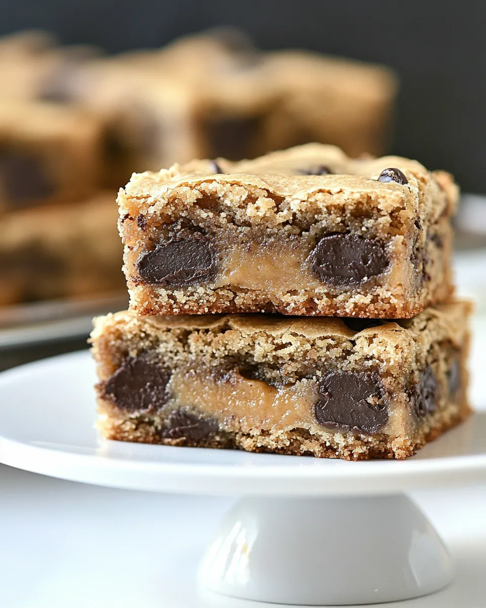 Tasty Peanut Butter Stuffed Chocolate Chip Cookie Bars dish photo