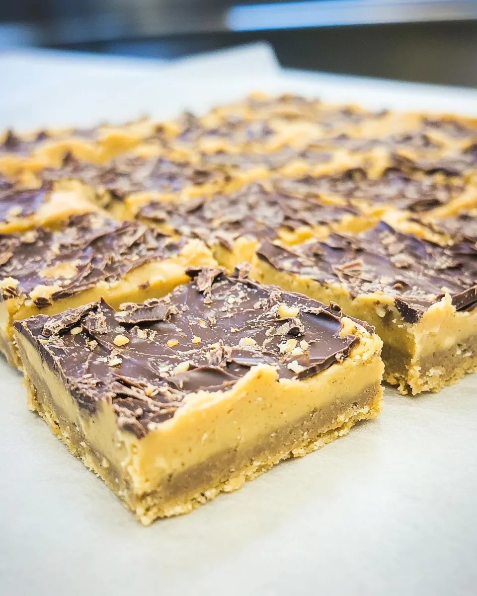 Easy Peanut Butter & Dark Chocolate Squares recipe photo
