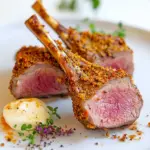 Homemade Pepper Crusted Racks of Lamb with Horseradish Creme Fraiche photo