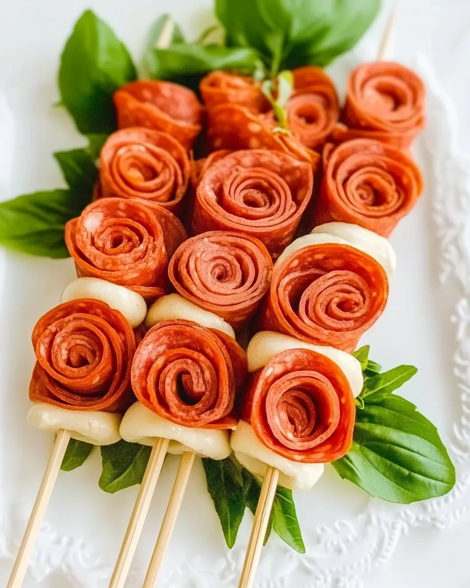 Homemade Pepperoni Rose Skewers photo
