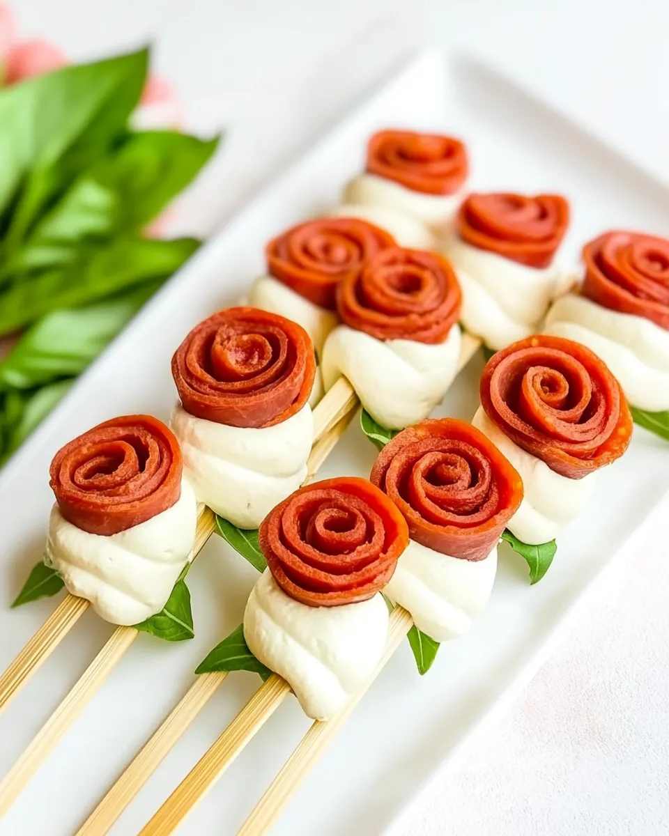 Easy Pepperoni Rose Skewers recipe photo