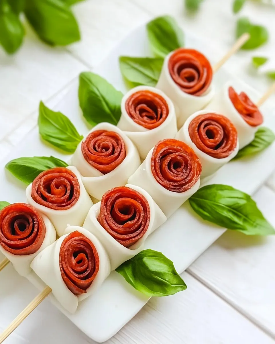 Delicious Pepperoni Rose Skewers shot