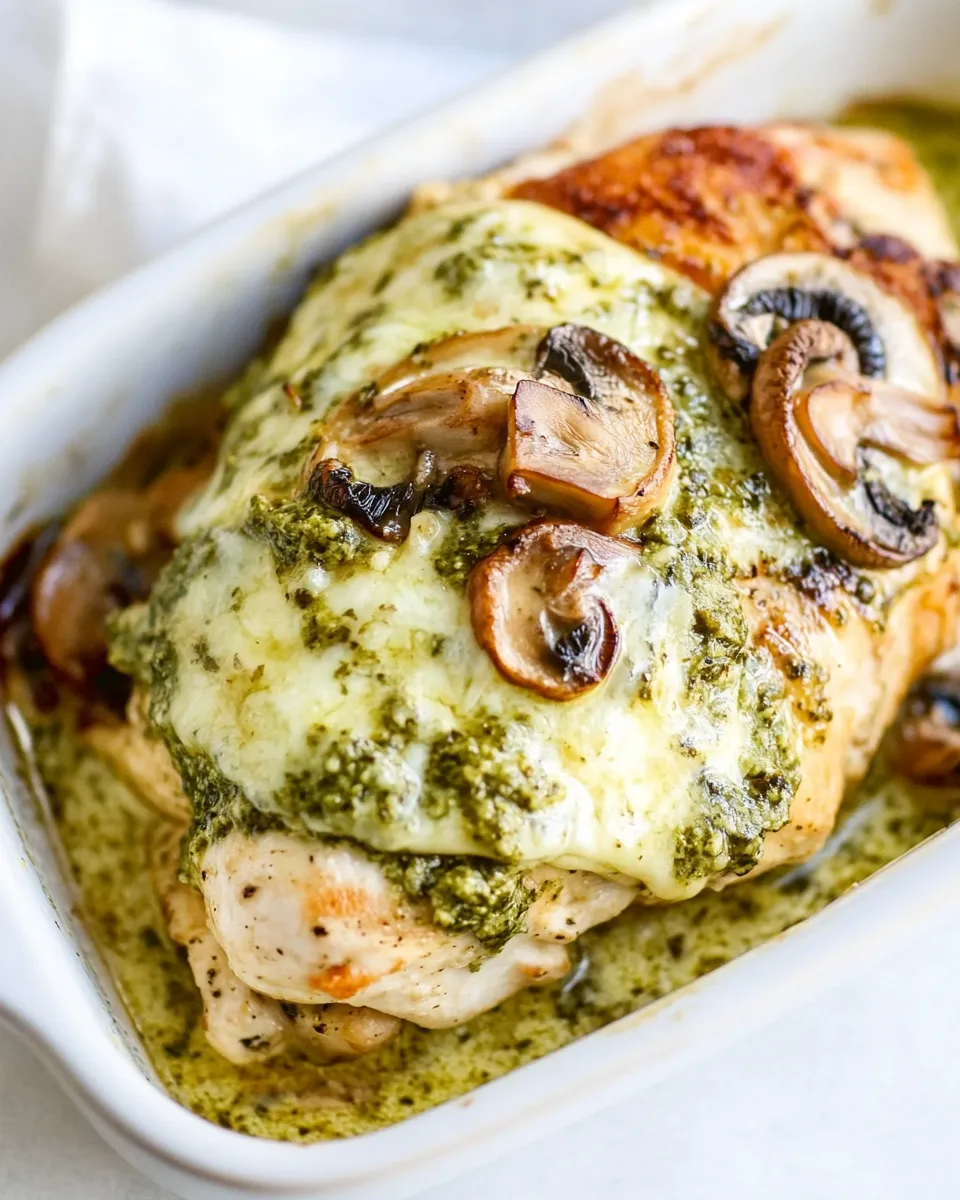 Delicious Pesto Mushroom Chicken image