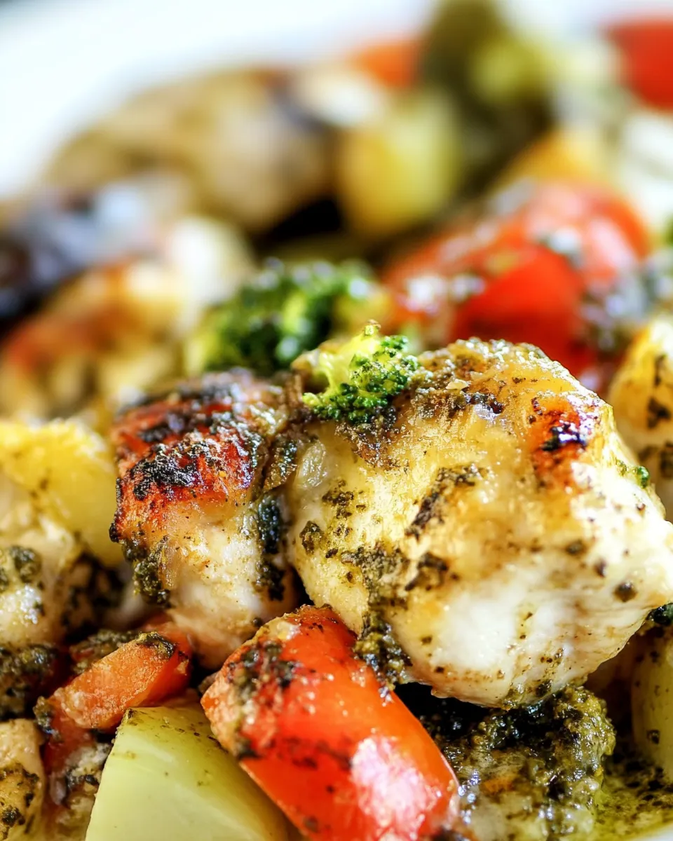 Healthy Pesto Parmesan Chicken with Veggies recipe photo