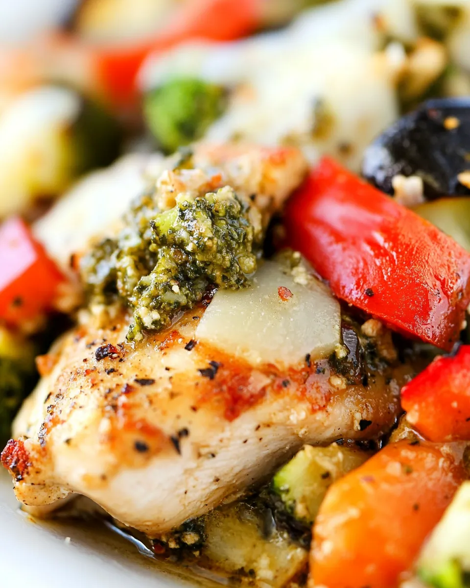 Quick Pesto Parmesan Chicken with Veggies dish photo