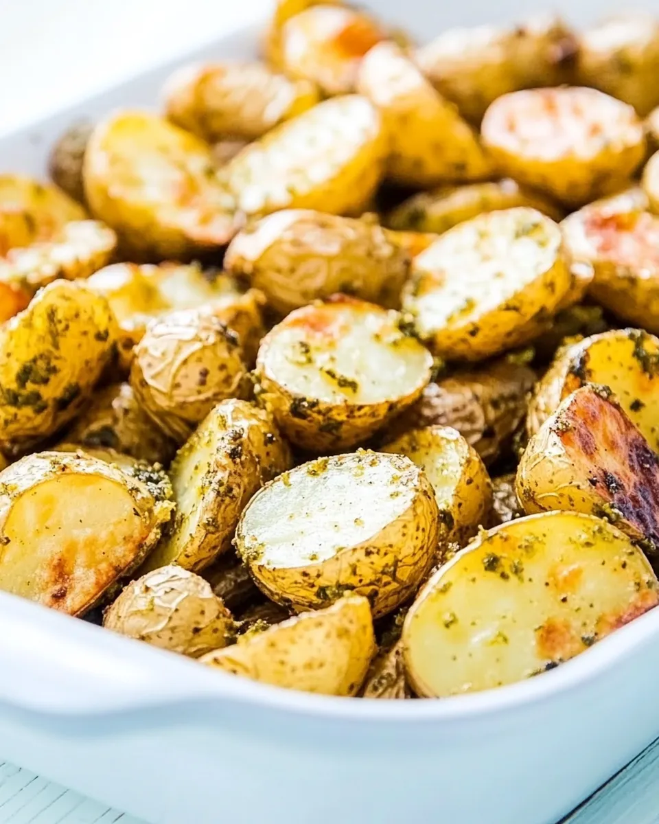 Quick Pesto Roasted Potatoes shot