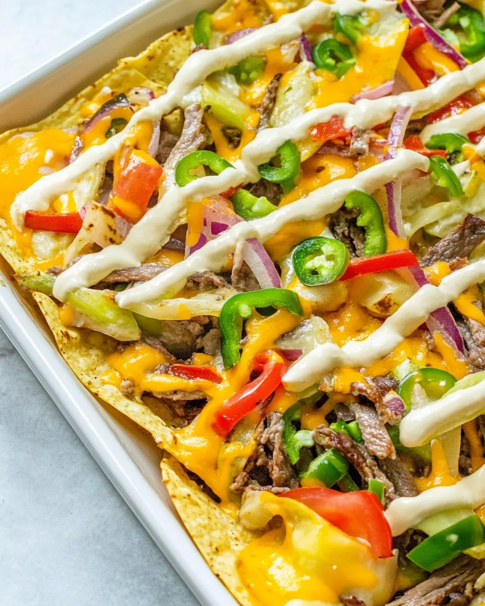 Delicious Philly Cheesesteak Nachos shot