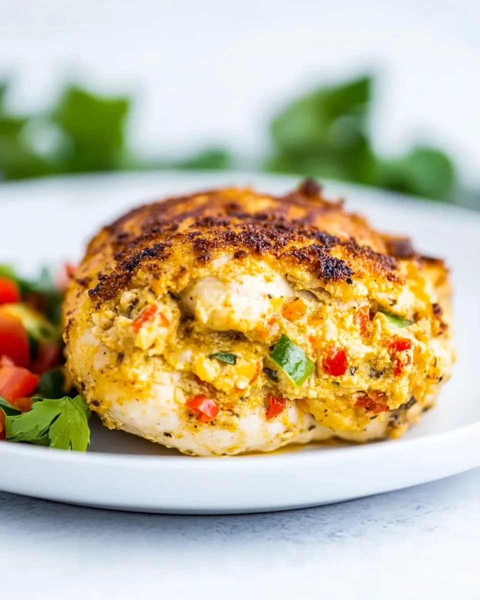 Delicious Pimento Cheese Stuffed Chicken shot