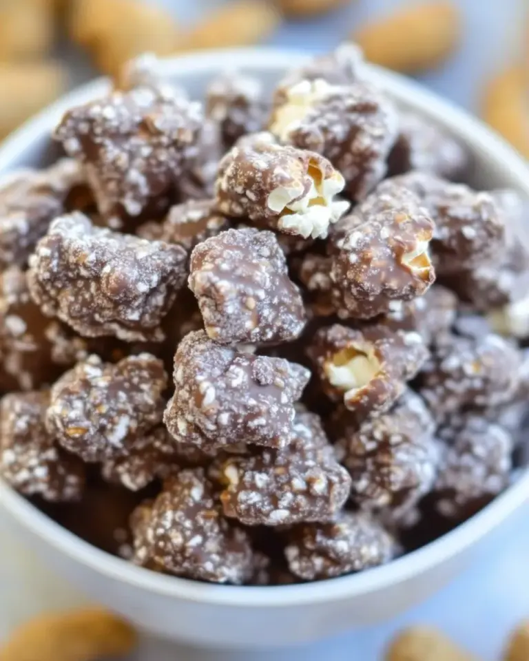 Homemade Poppy Chow [Chocolate & Peanut Butter-Covered Popcorn] photo