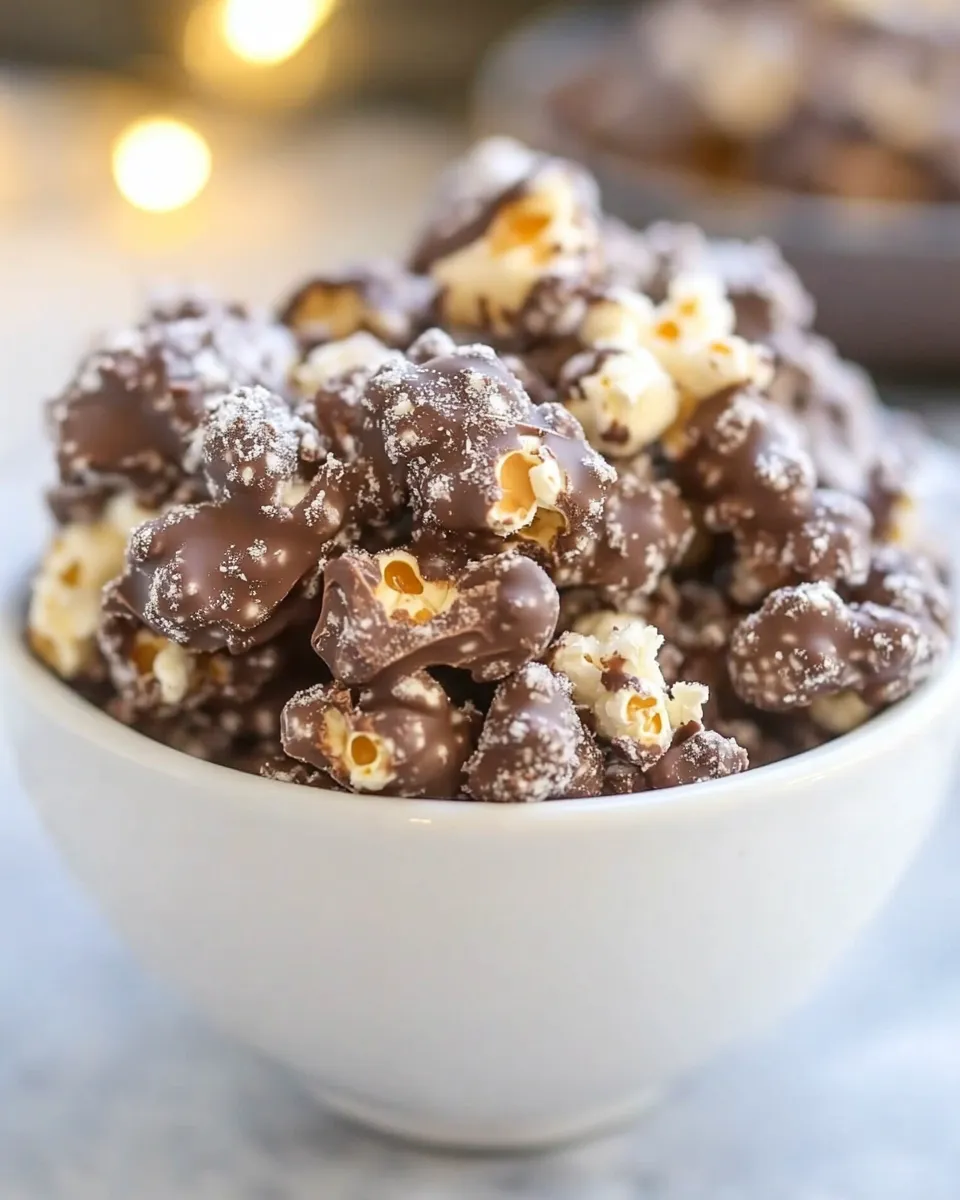 Tasty Poppy Chow [Chocolate & Peanut Butter-Covered Popcorn] shot