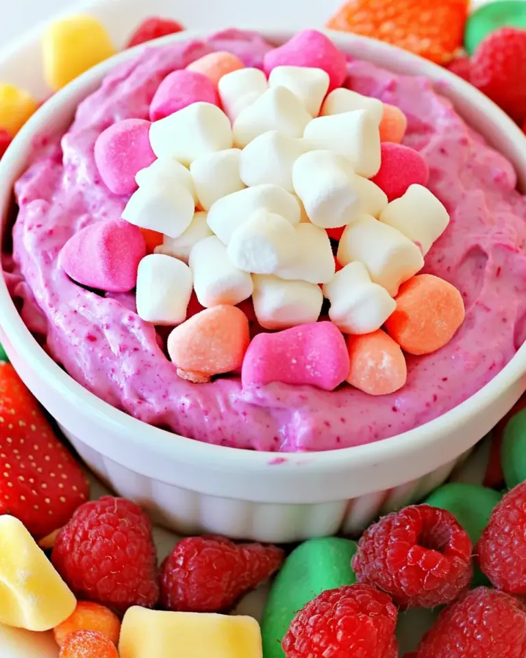 Homemade Raspberry Marshmallow Fruit Dip photo