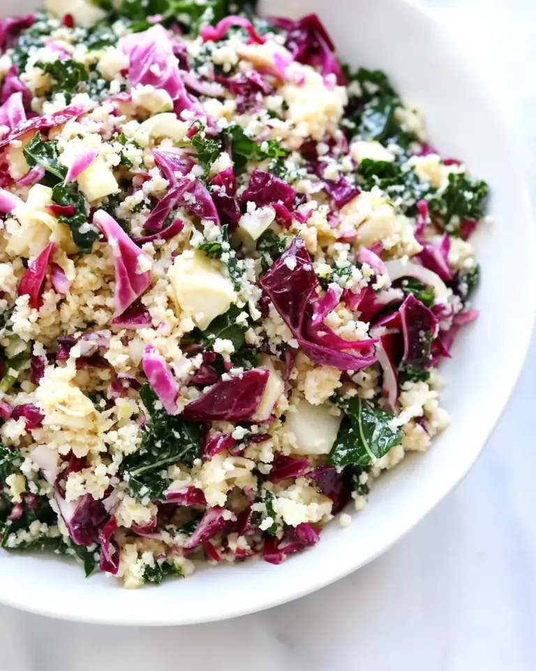 Homemade Raw Cauliflower Couscous with Kale and Cabbage photo