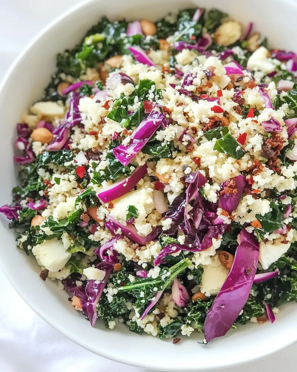 Quick Raw Cauliflower Couscous with Kale and Cabbage image