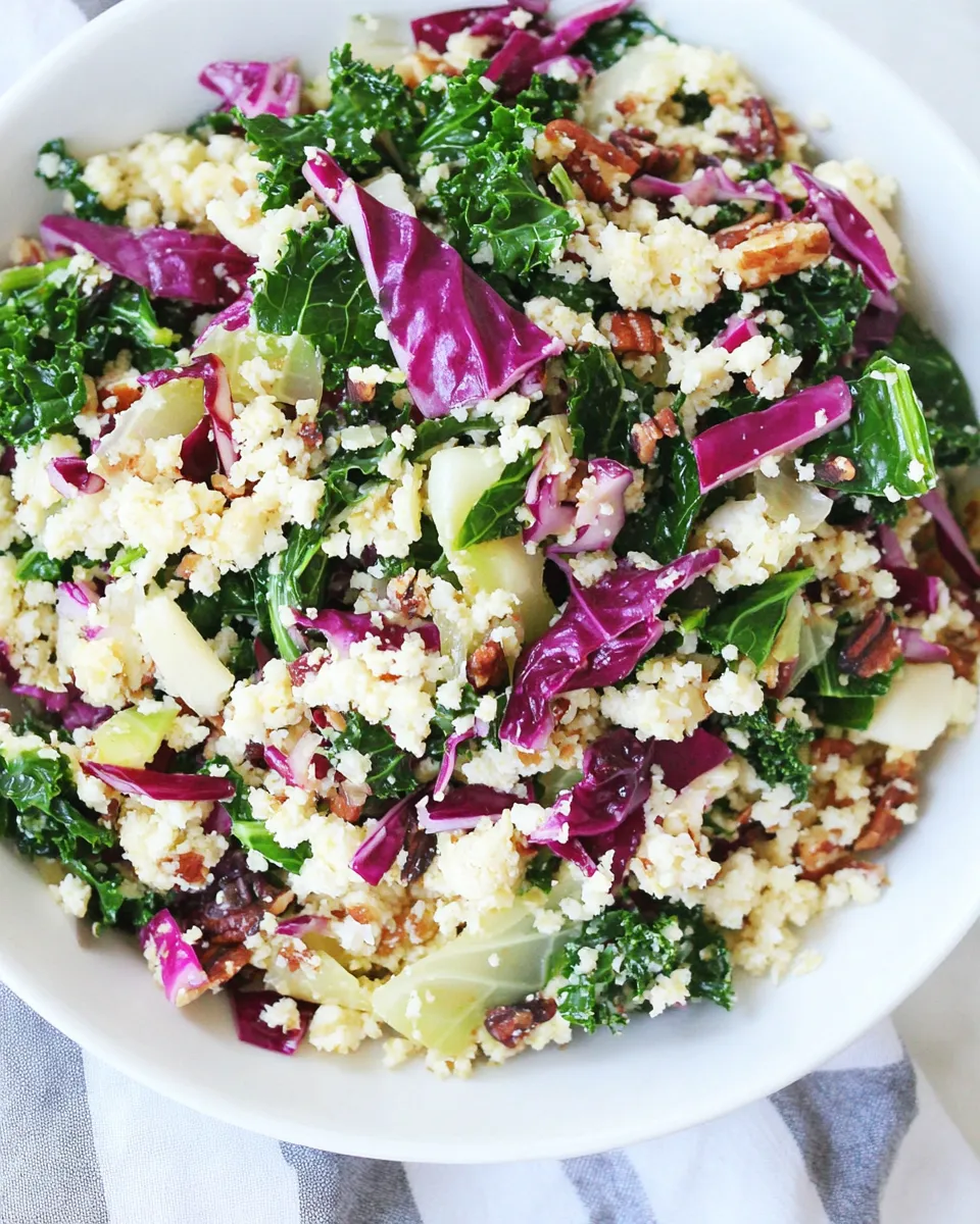 Tasty Raw Cauliflower Couscous with Kale and Cabbage shot