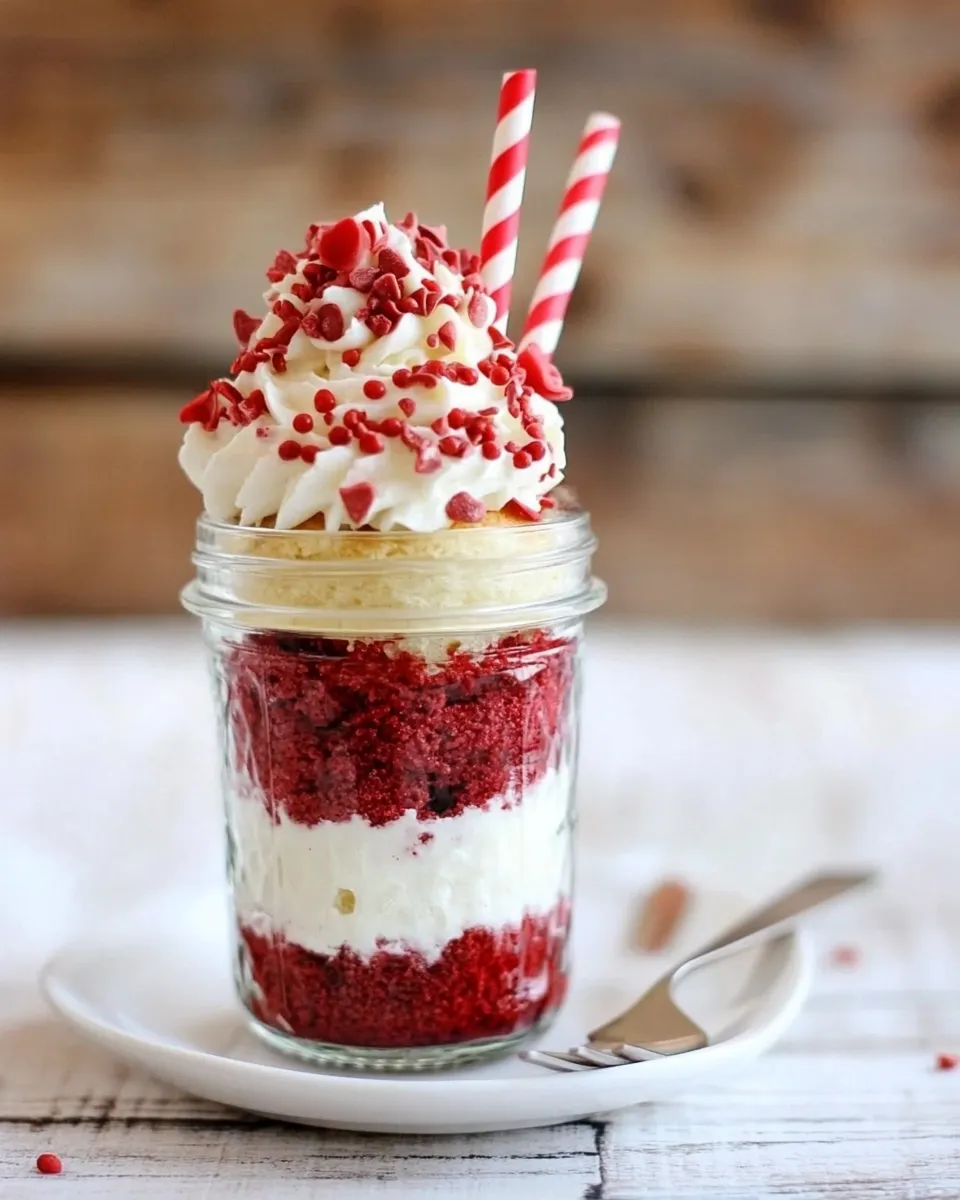 Homemade Red Velvet Cupcakes In A Jar photo