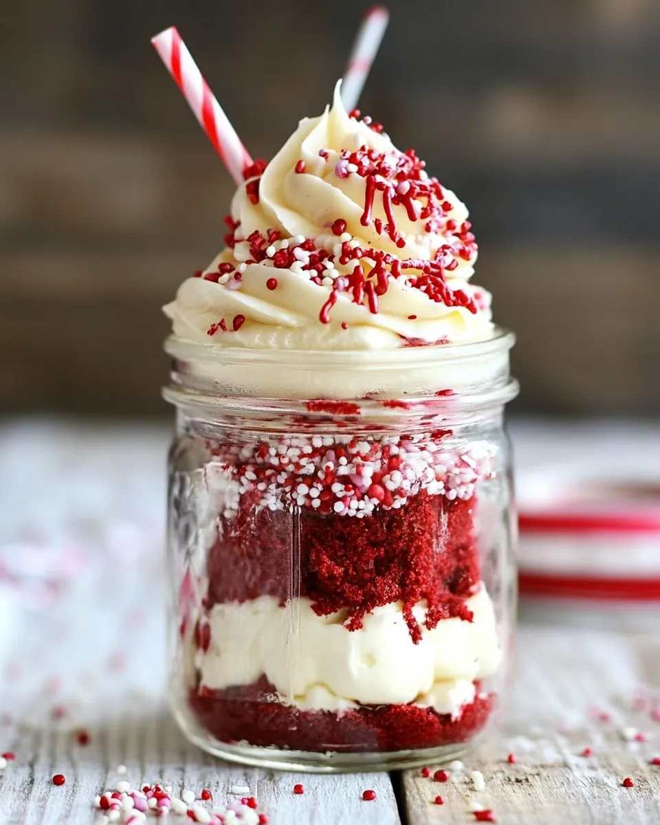 Delicious Red Velvet Cupcakes In A Jar image
