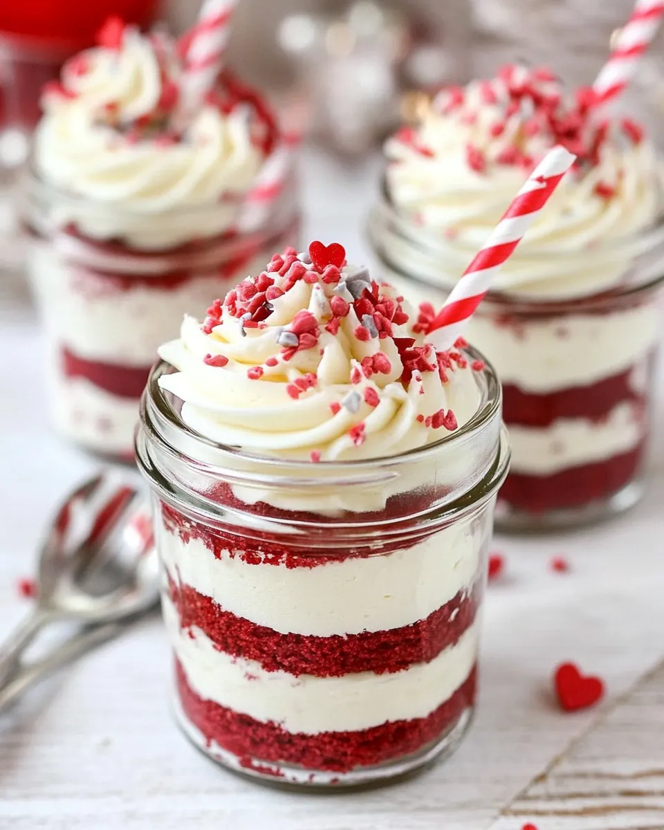 Easy Red Velvet Cupcakes In A Jar food shot