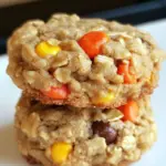 Homemade Reeses Pieces Peanut Butter Oatmeal Cookies photo