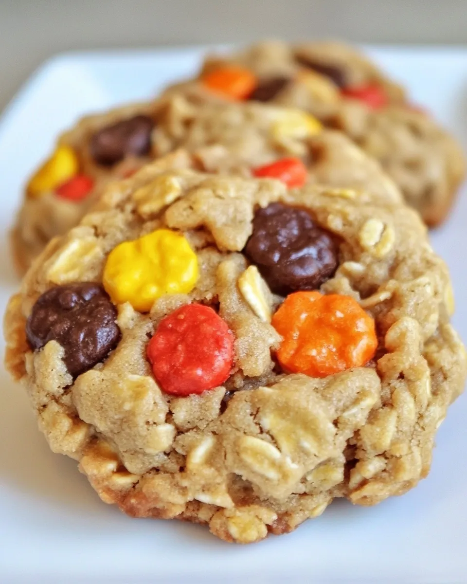 Delicious Reeses Pieces Peanut Butter Oatmeal Cookies image