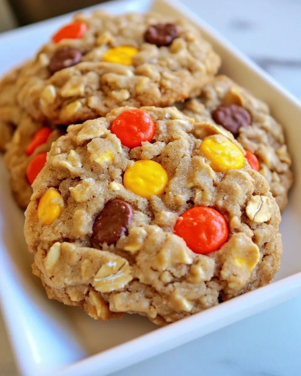 Quick Reeses Pieces Peanut Butter Oatmeal Cookies recipe photo