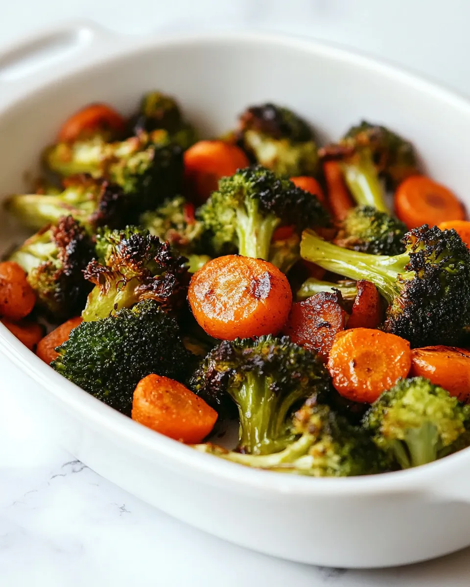 Delicious Roasted Broccoli And Carrots shot