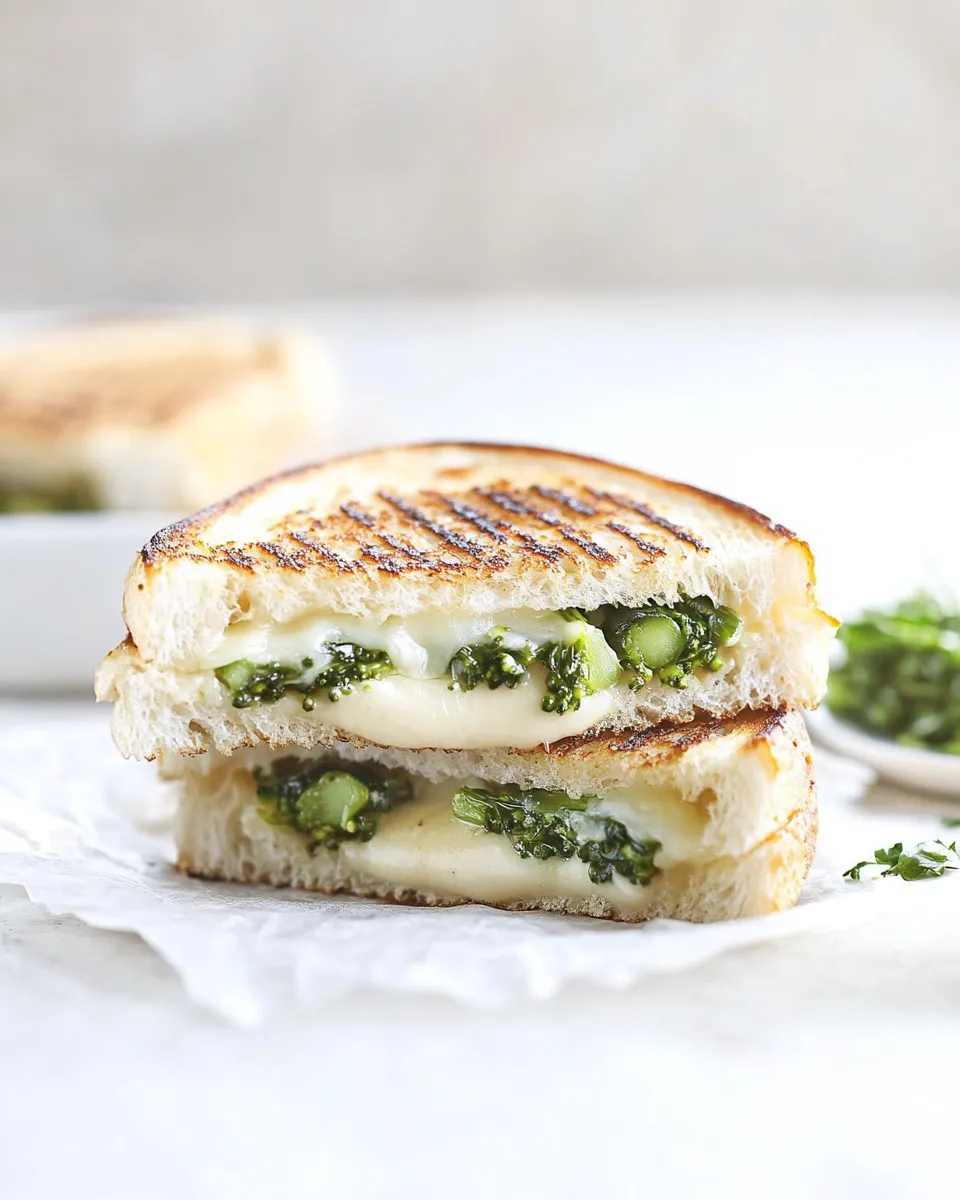 Delicious Roasted Broccolini Grilled Cheese shot