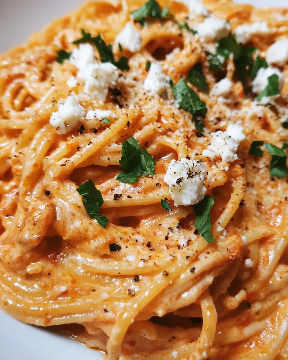 Homemade Roasted Red Pepper & Goat Cheese Alfredo photo