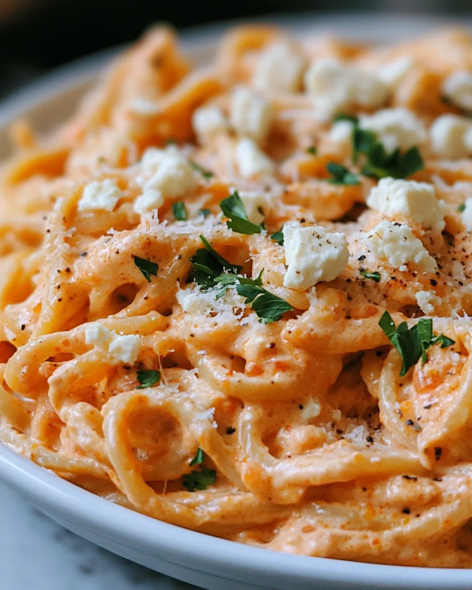 Savory Roasted Red Pepper & Goat Cheese Alfredo dish photo