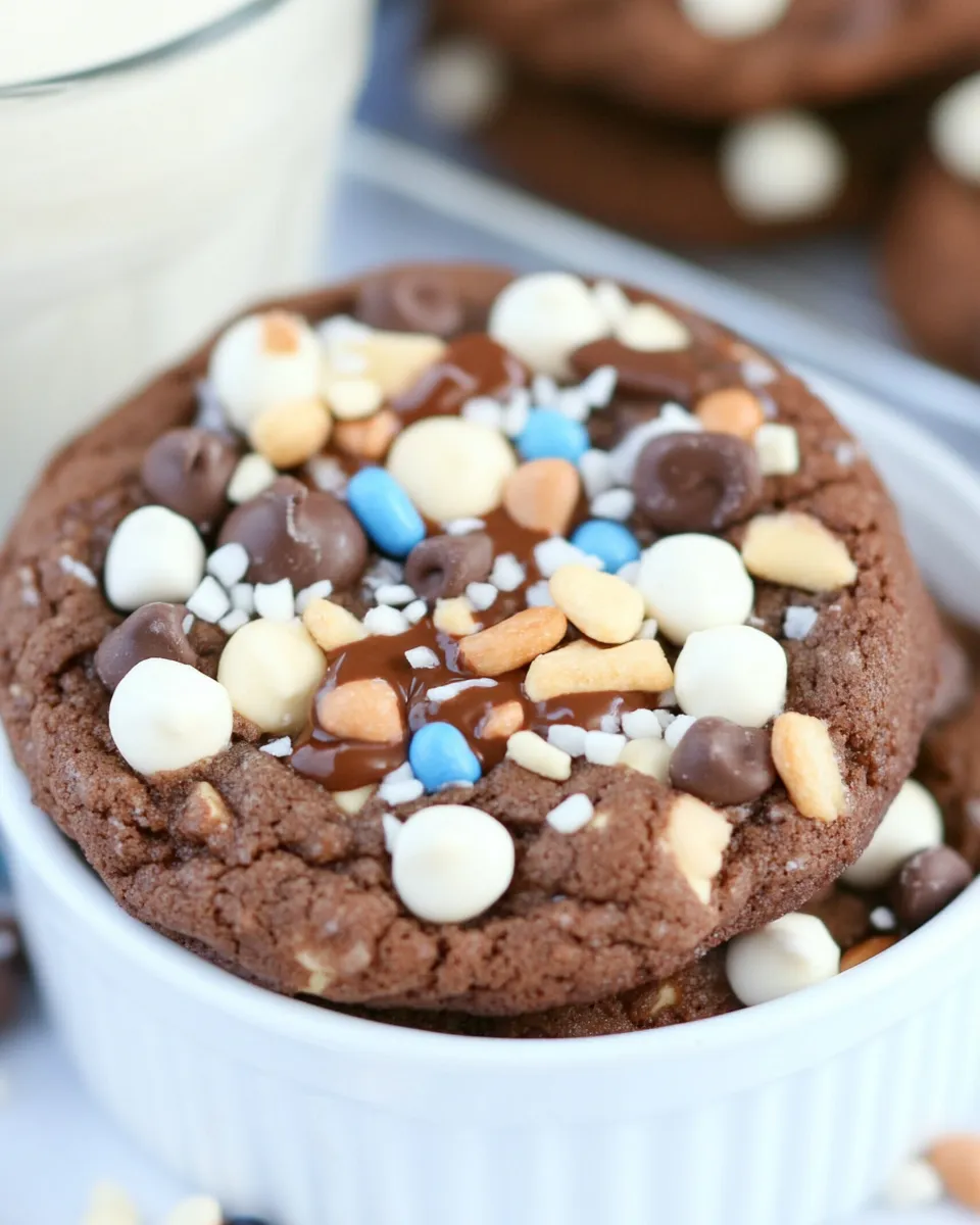 Easy Rocky Road Nutella Pudding Cookies food shot