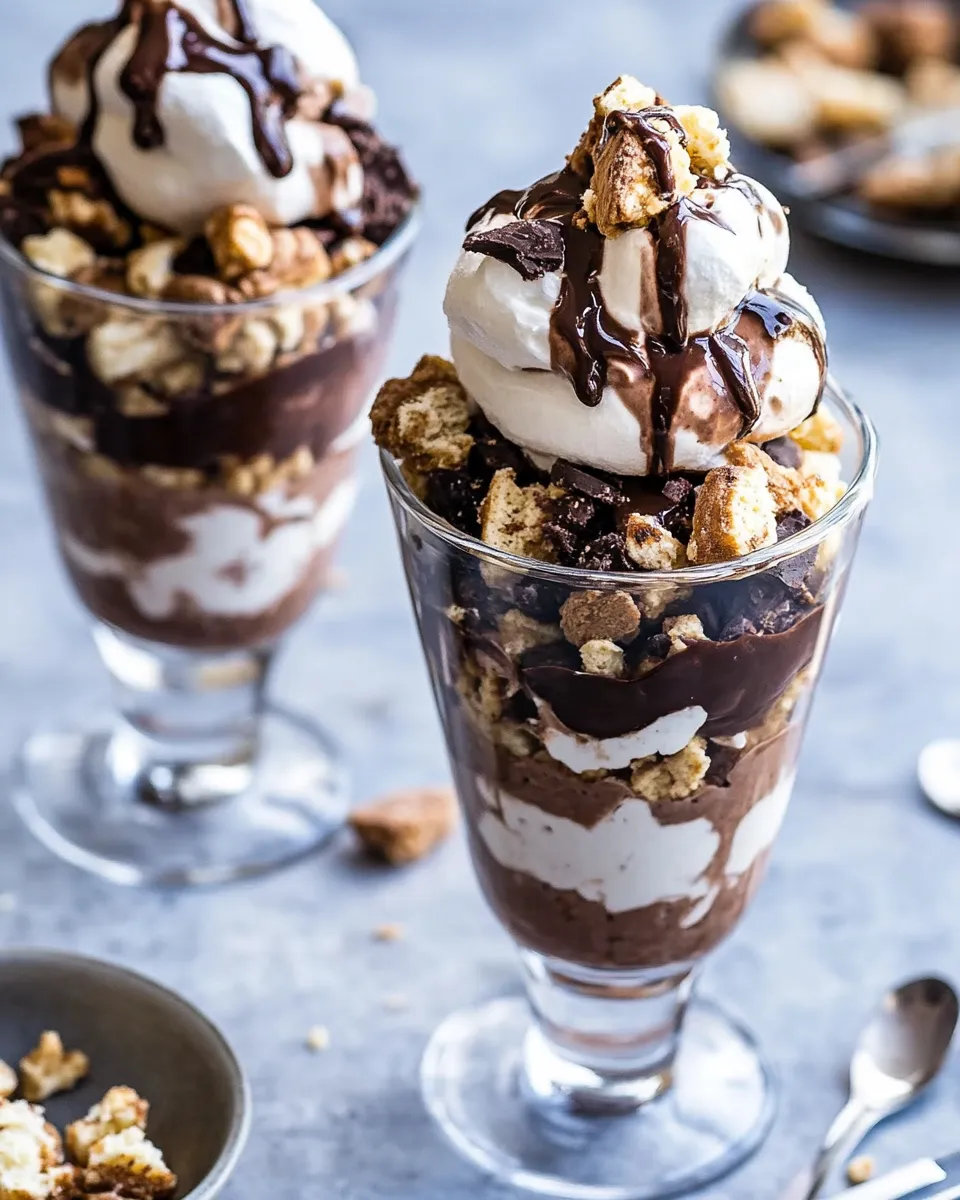 Sweet Rocky Road Pudding Parfaits. food shot