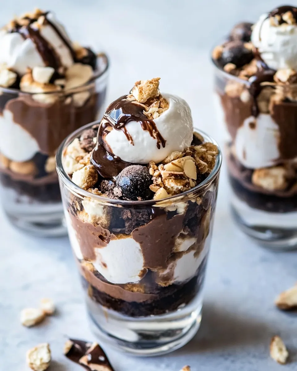 Classic Rocky Road Pudding Parfaits. shot