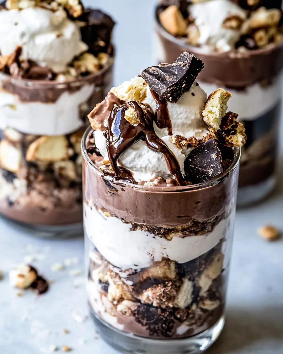 Sweet Rocky Road Pudding Parfaits. recipe image
