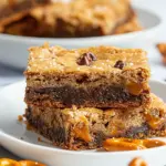 Homemade Salted Caramel Blondies with Pretzels recipe photo
