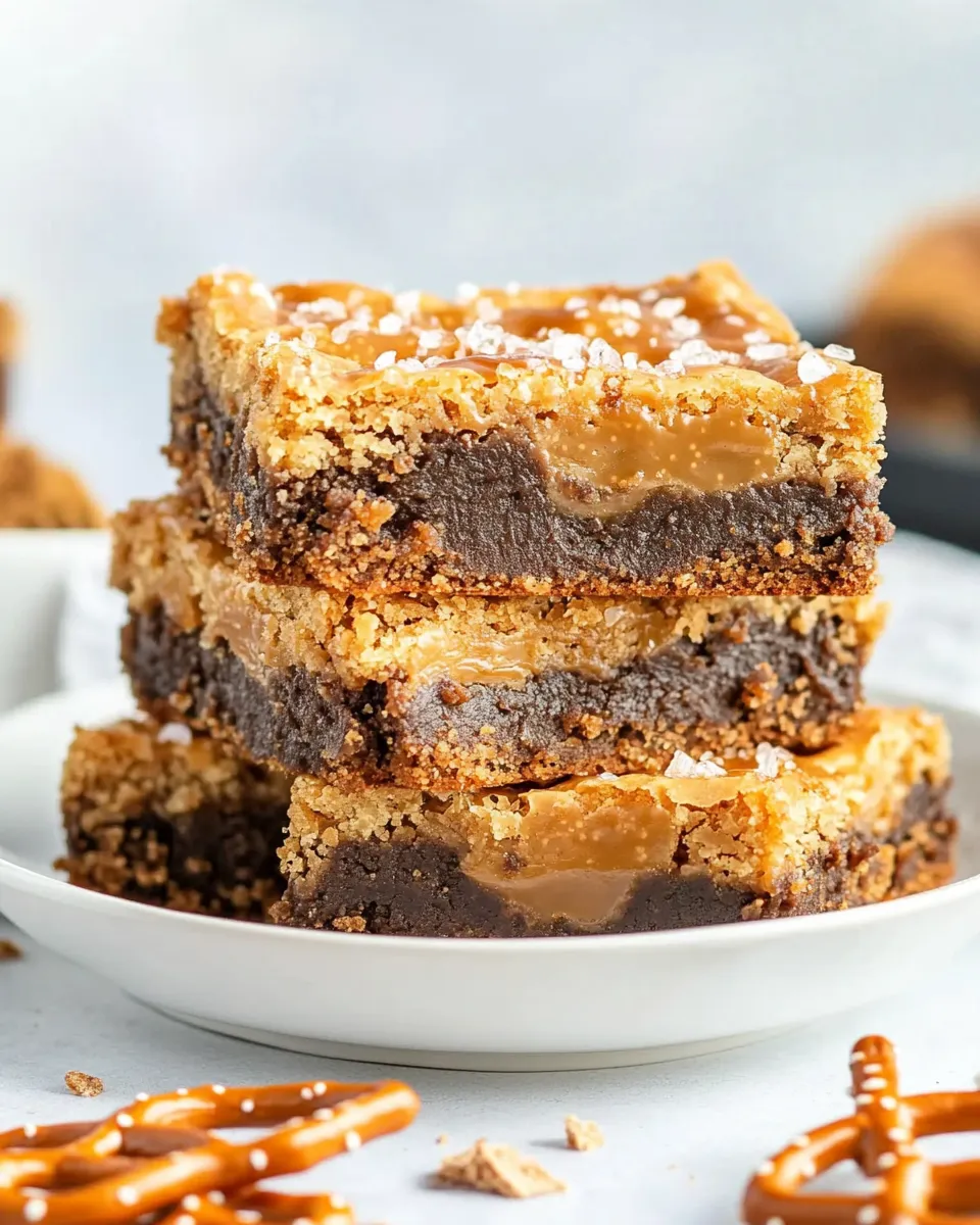Delicious Salted Caramel Blondies with Pretzels dish photo