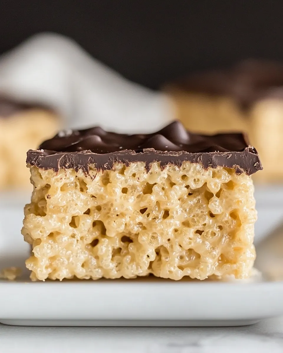 Easy Salted Caramel Rice Krispies Treats with Dark Chocolate shot