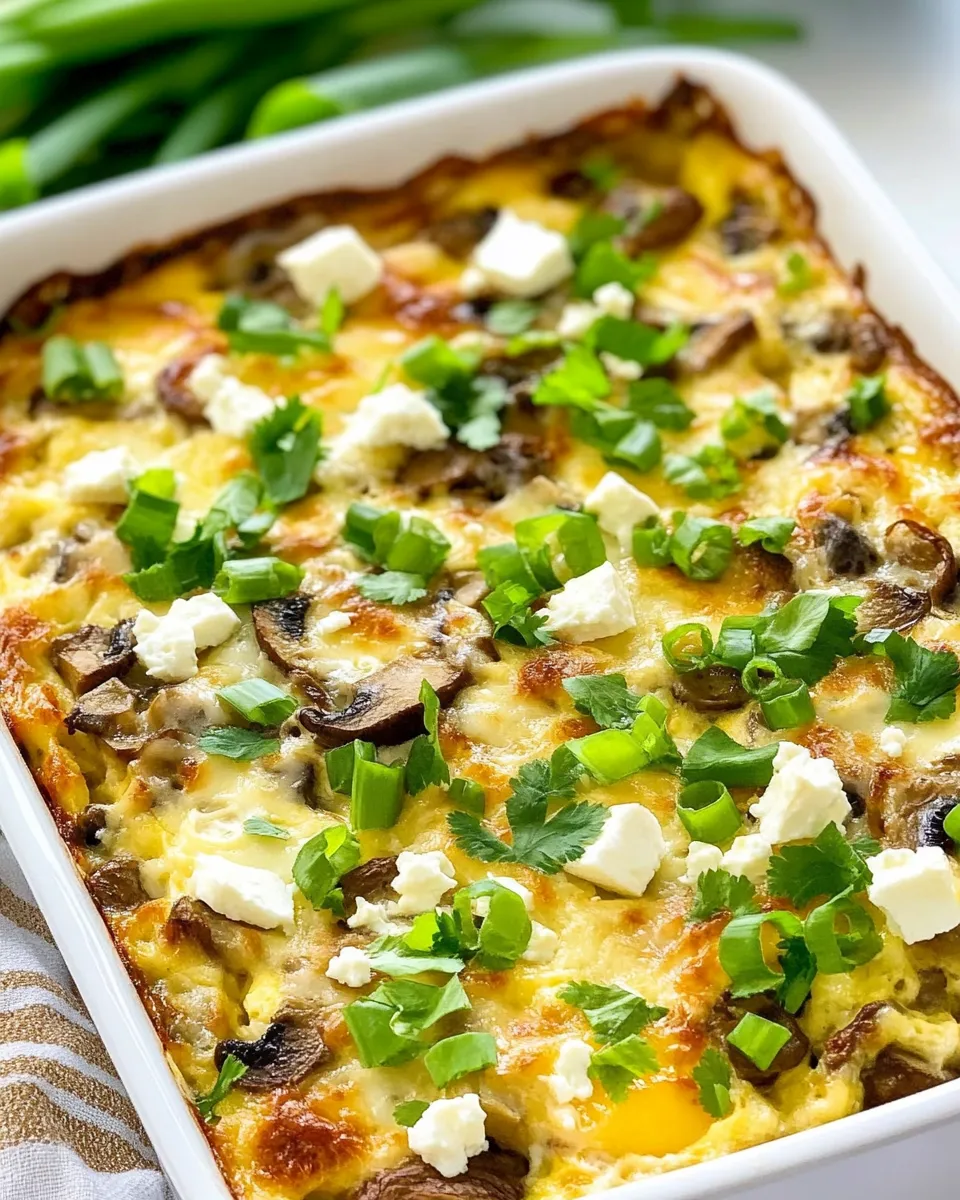 Homemade Sausage, Mushrooms, and Feta Baked with Eggs photo