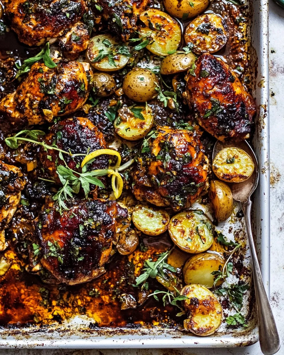 Healthy Sheet Pan Lemon Balsamic Chicken and Potatoes. recipe image