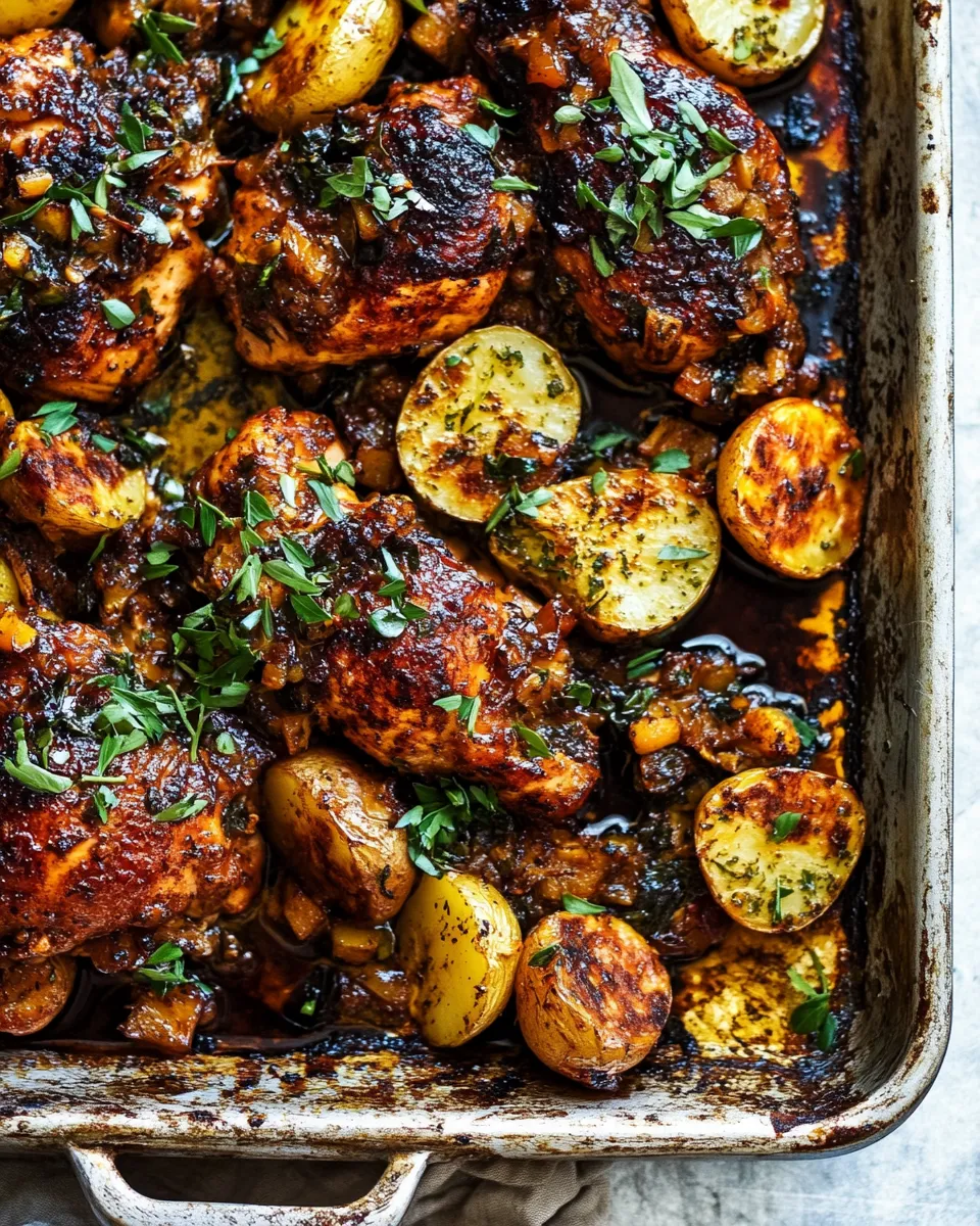 Homemade Sheet Pan Lemon Balsamic Chicken and Potatoes. recipe photo