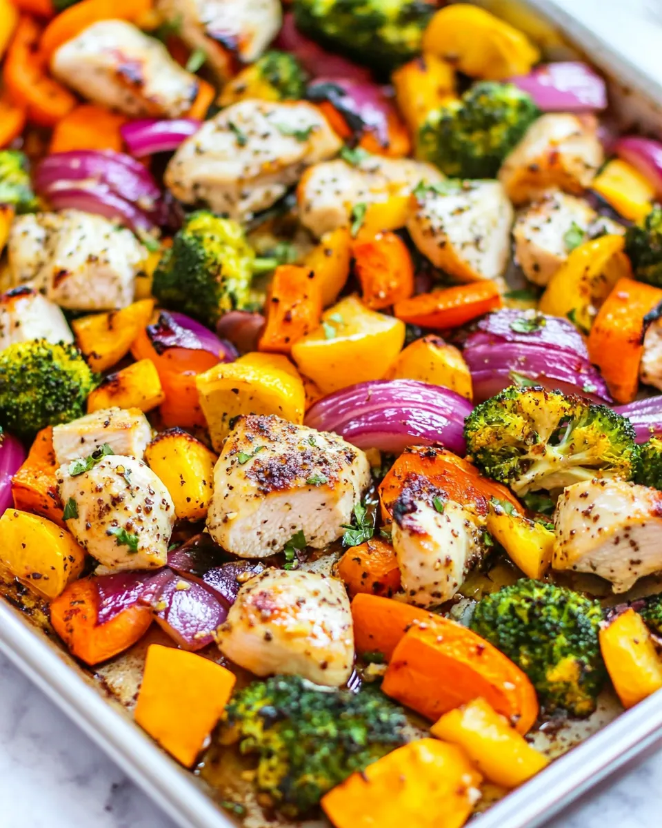Quick Sheet Pan Skinny Lemon Pepper Chicken and Vegetables shot