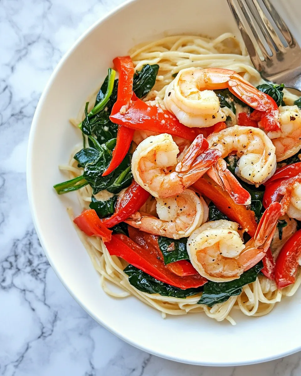 Easy Shrimp Scampi with Peppers and Spinach recipe photo