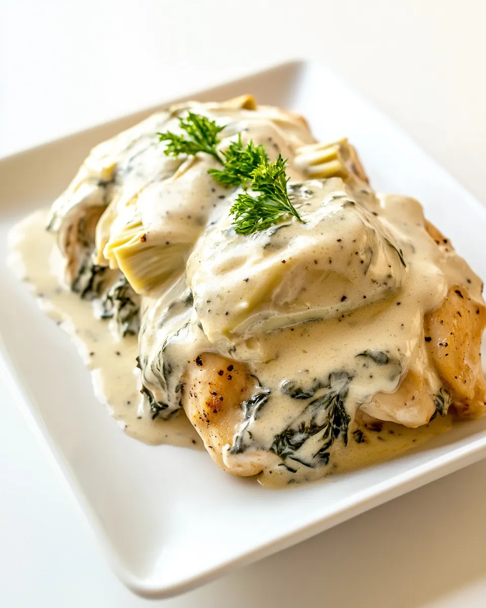 Easy Slow Cooker Spinach Artichoke Chicken photo