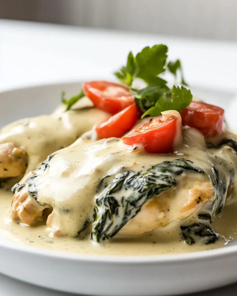 Savory Slow Cooker Spinach Artichoke Chicken shot