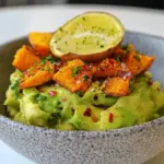 Easy Smashed Avocados with Sweet Potato Chips photo