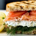Homemade Smoked Salmon Panini Sandwich with Lemon Dill Mayonnaise photo
