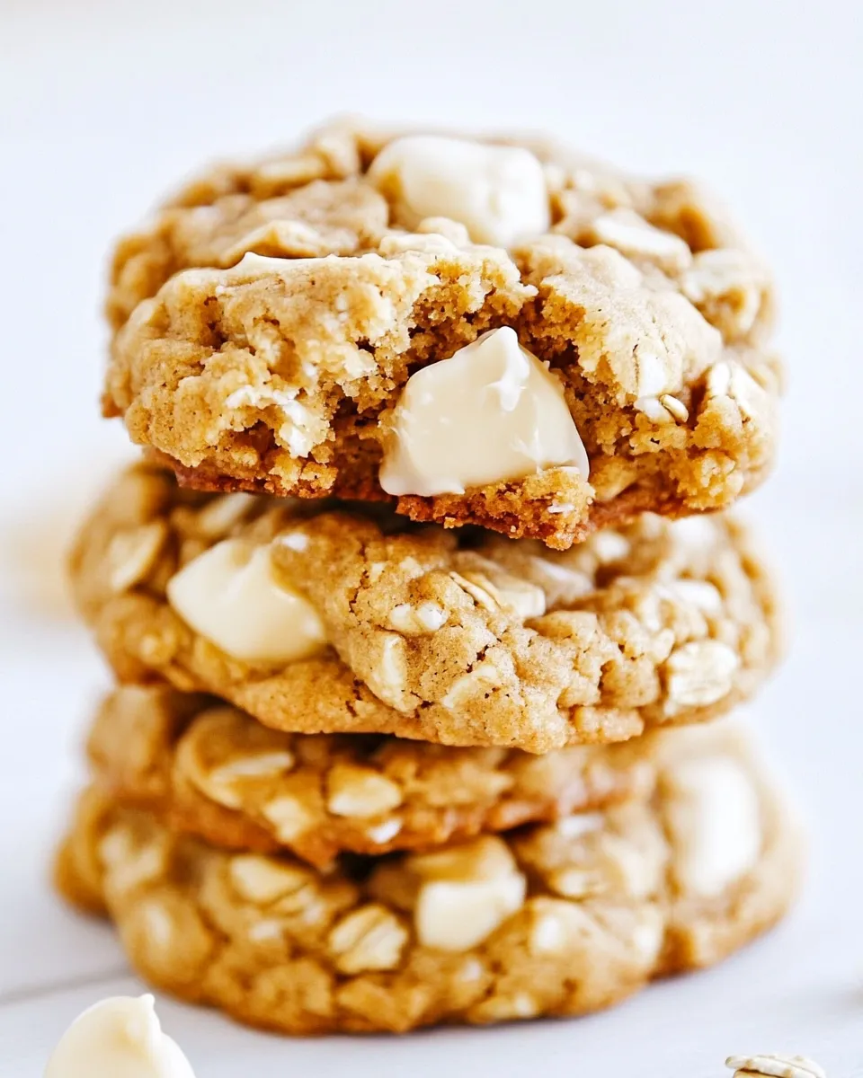 Easy Soft and Chewy Peanut Butter Oatmeal White Chocolate Cookies shot