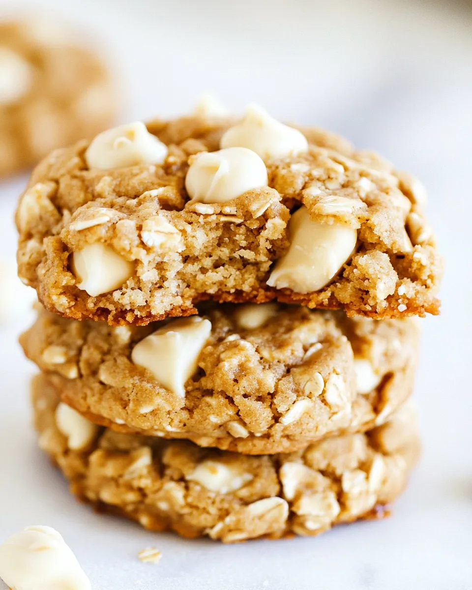 Delicious Soft and Chewy Peanut Butter Oatmeal White Chocolate Cookies recipe image
