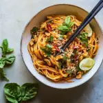 Savory Spicy Peanut Noodles with Chili Garlic Oil. photo