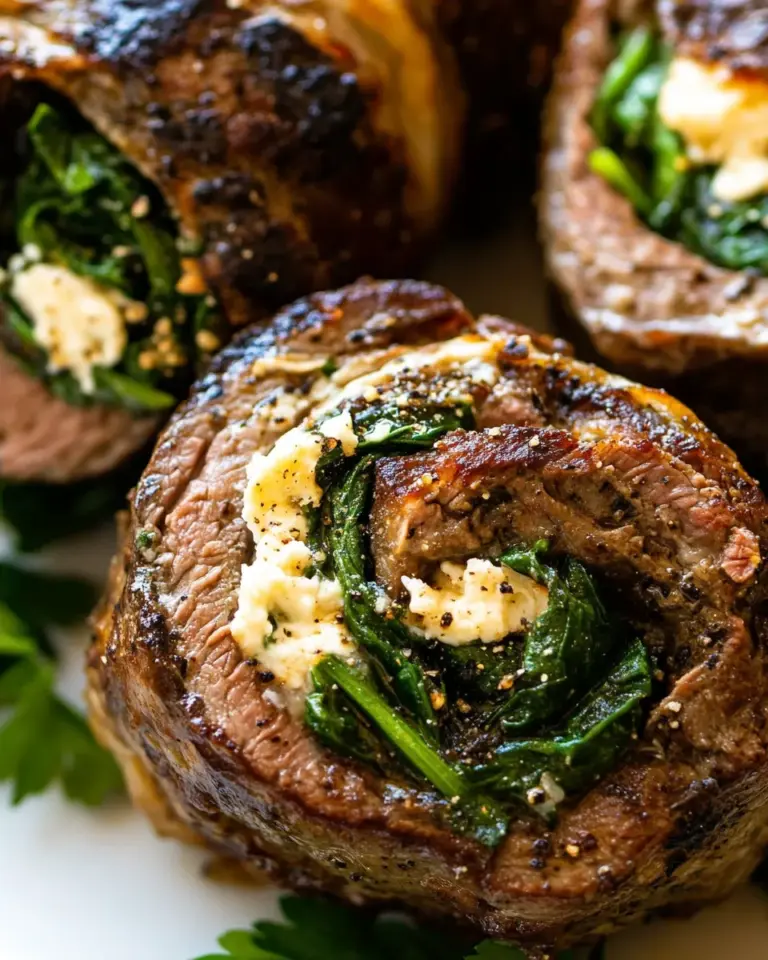 Homemade Spinach Cheese Stuffed Flank Steak Rolls photo